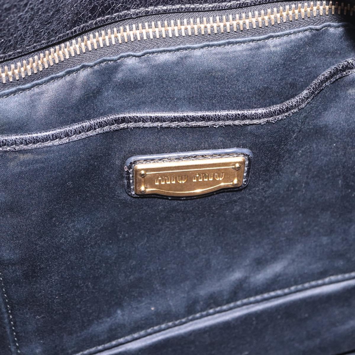 Miu Miu Hand Bag Leather 2way Black Gold Auth 203798V