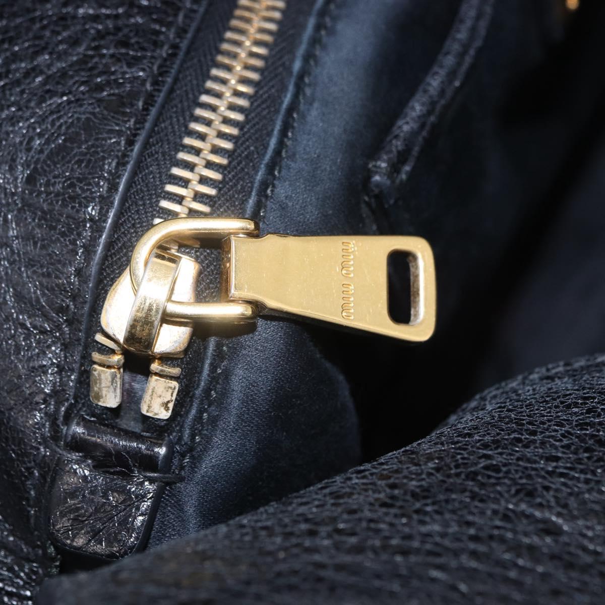 Miu Miu Hand Bag Leather 2way Black Gold Auth 203798V