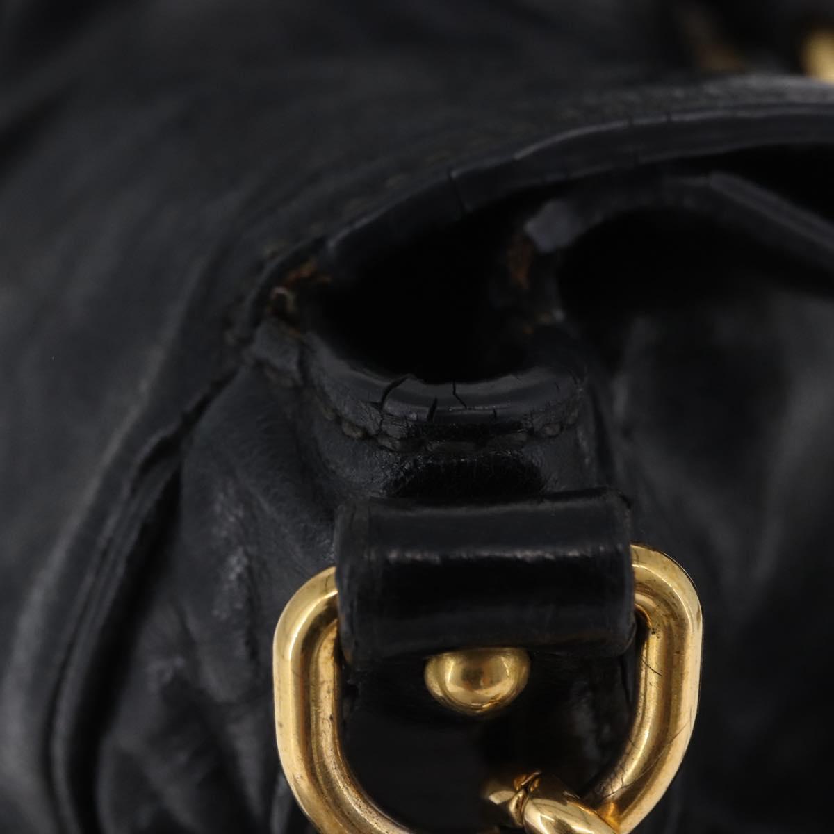 Miu Miu Hand Bag Leather 2way Black Gold Auth 203798V