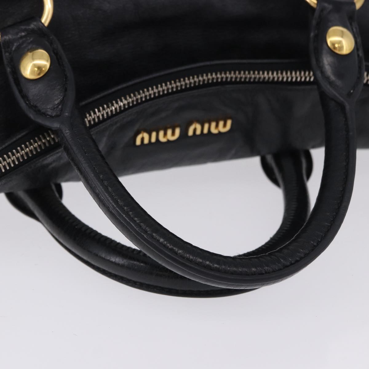Miu Miu Hand Bag Leather 2way Black Gold Auth 203798V