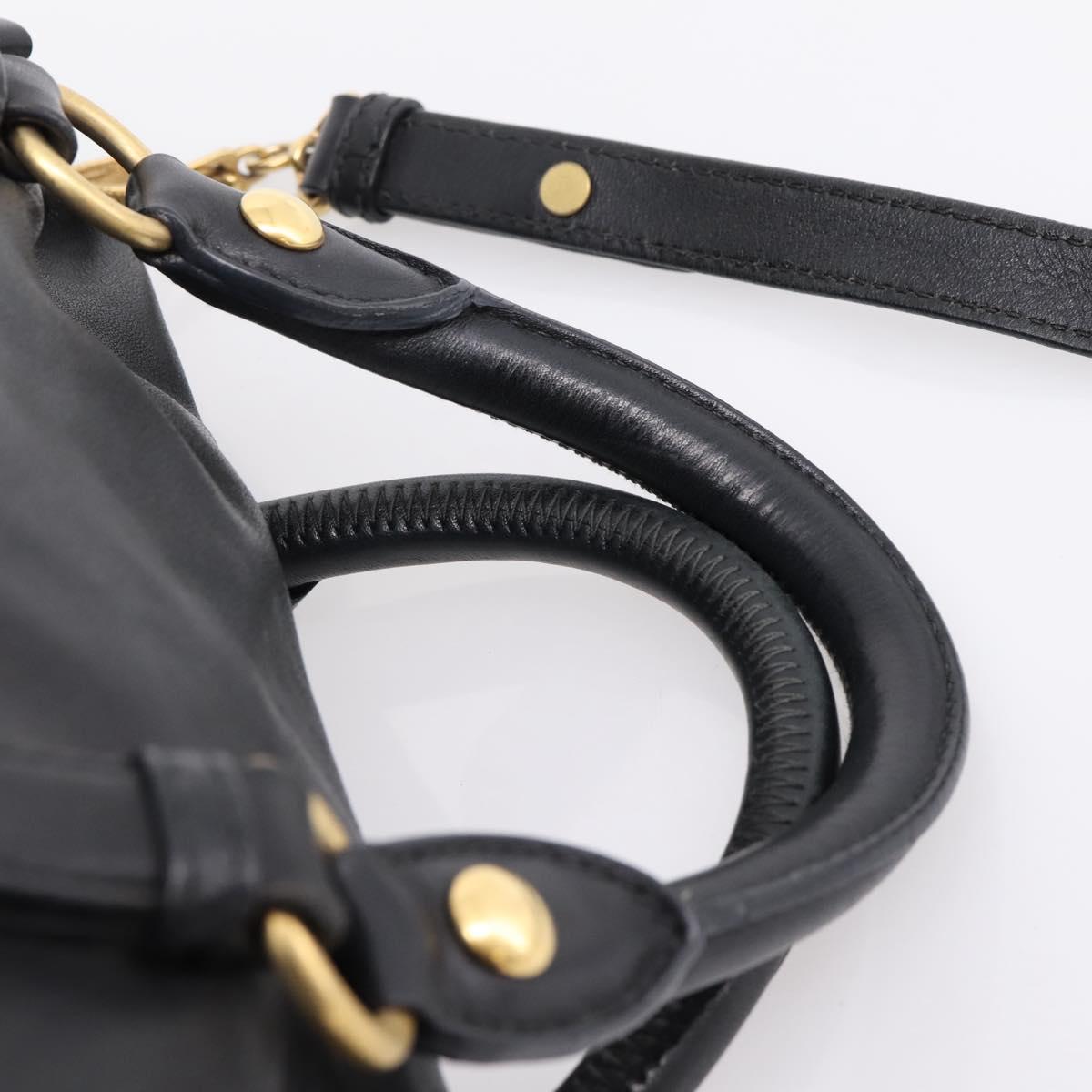 Miu Miu Hand Bag Leather 2way Black Gold Auth 203800V