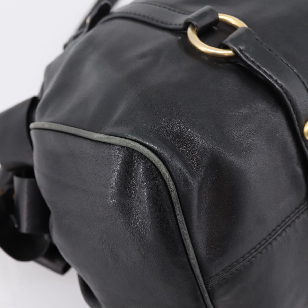 Miu Miu Hand Bag Leather 2way Black Gold Auth 203800V