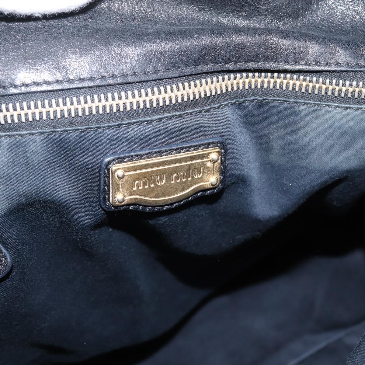 Miu Miu Hand Bag Leather 2way Black Gold Auth 203800V