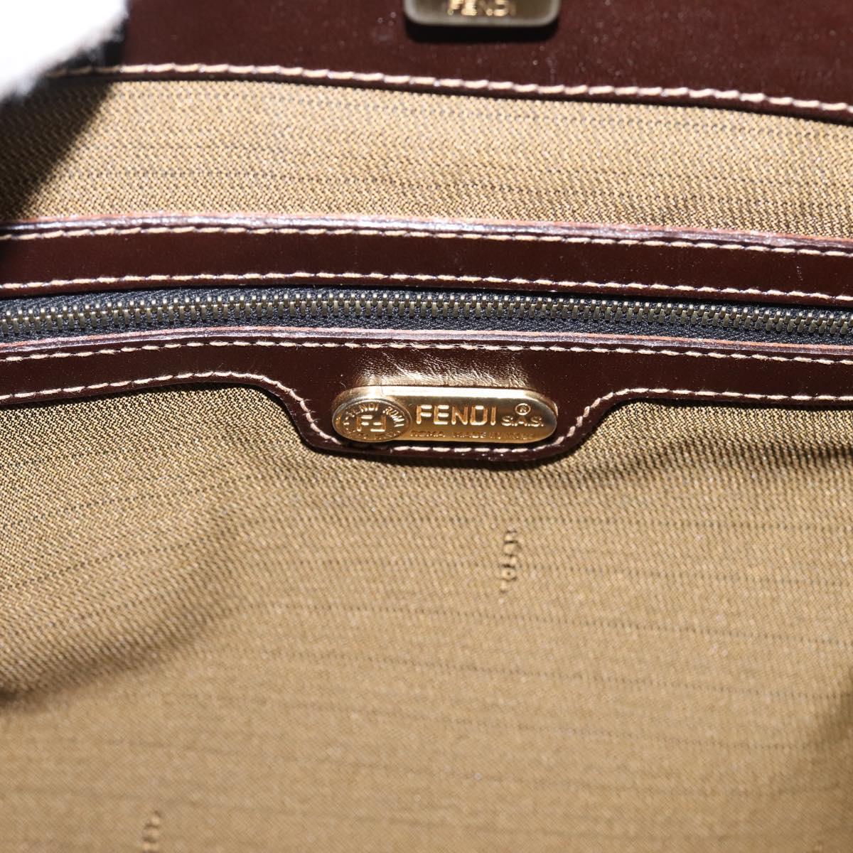 FENDI Zucca Canvas Hand Bag Black Brown Auth 203801V