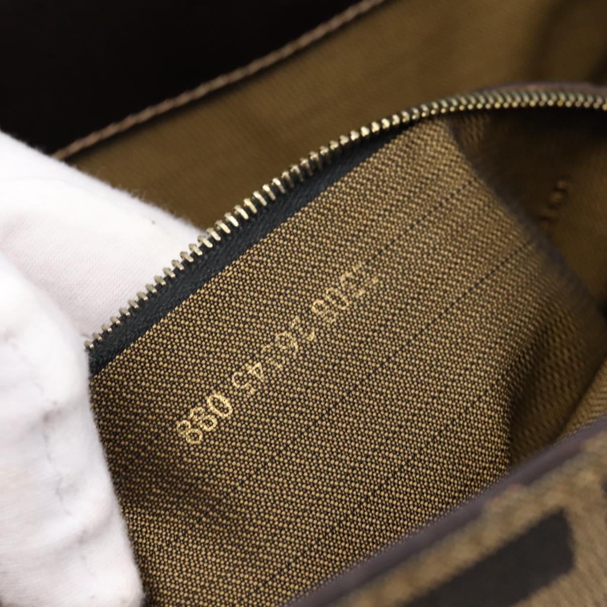 FENDI Zucca Canvas Hand Bag Black Brown Auth 203801V