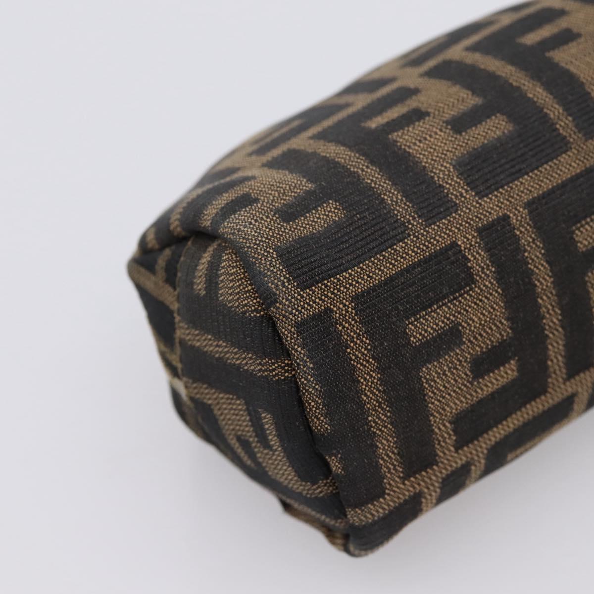 FENDI Zucca Canvas Pouch Brown Black Auth 203810