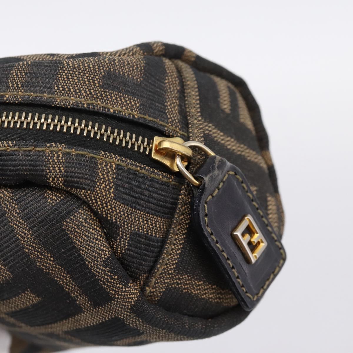 FENDI Zucca Canvas Pouch Brown Black Auth 203810