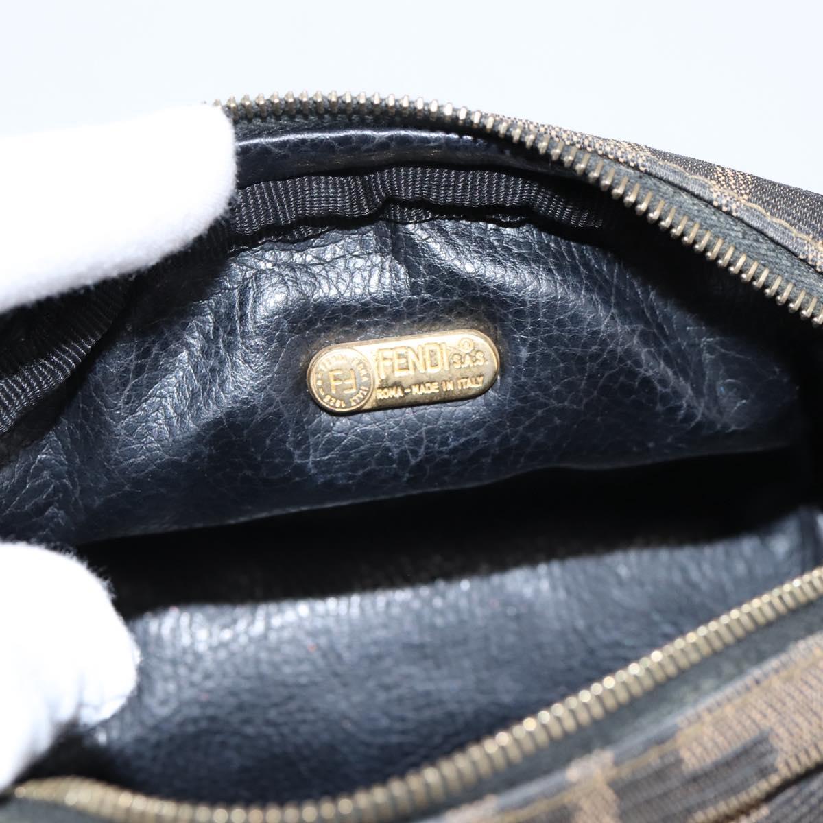 FENDI Zucca Canvas Pouch Brown Black Auth 203810
