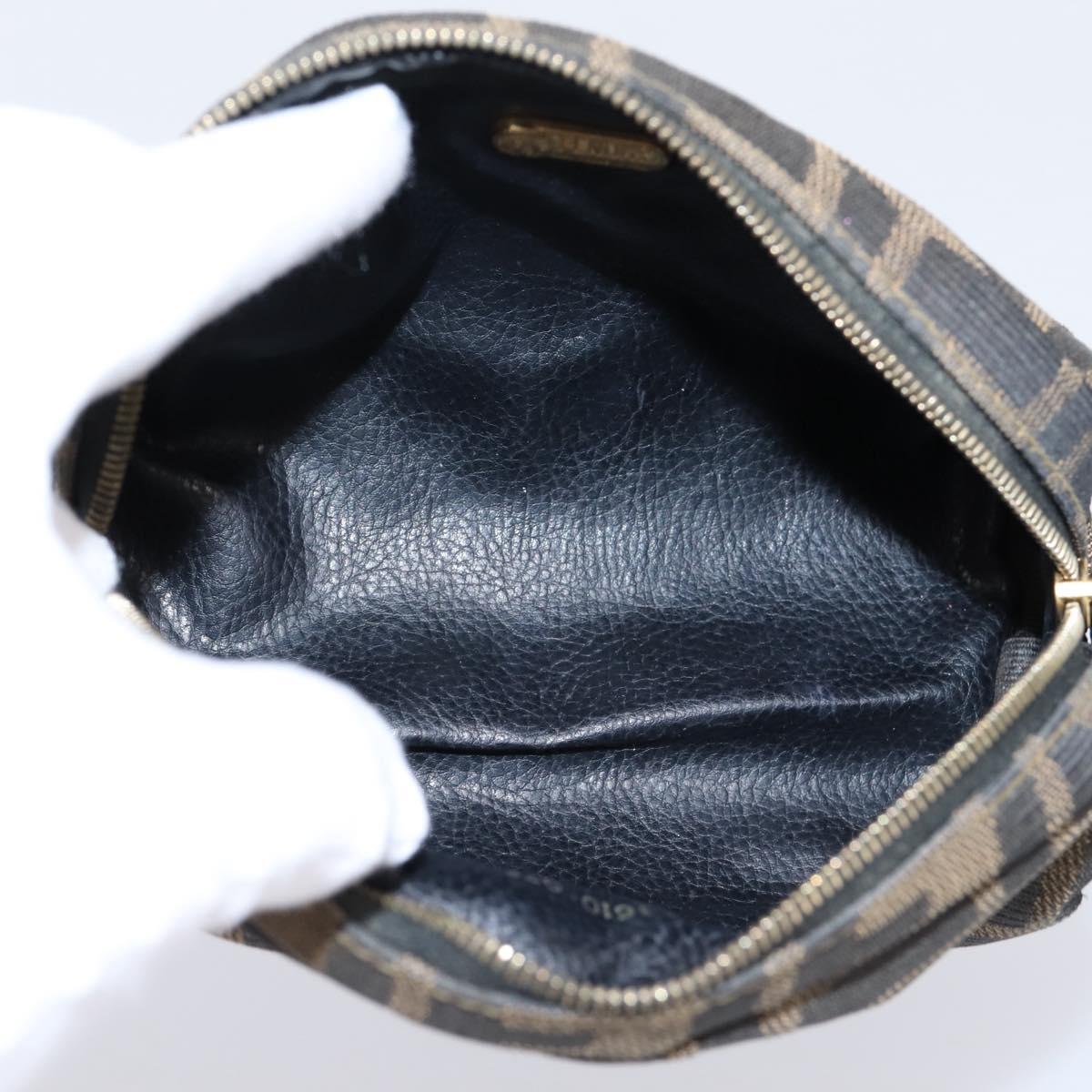 FENDI Zucca Canvas Pouch Brown Black Auth 203810