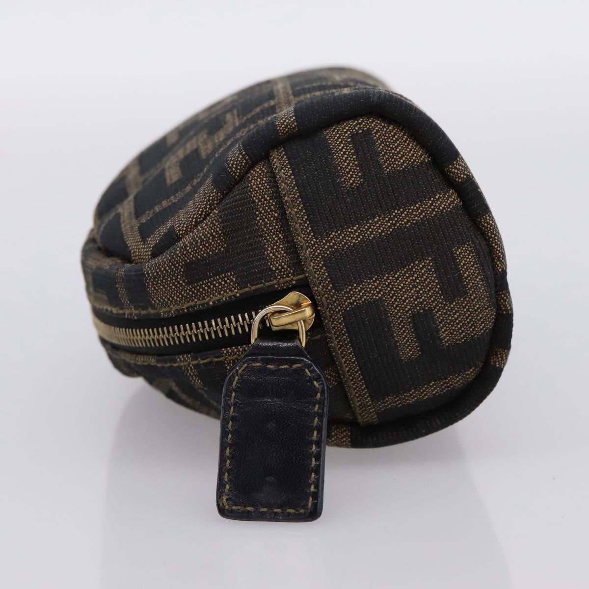 FENDI Zucca Canvas Pouch Brown Black Auth 203810