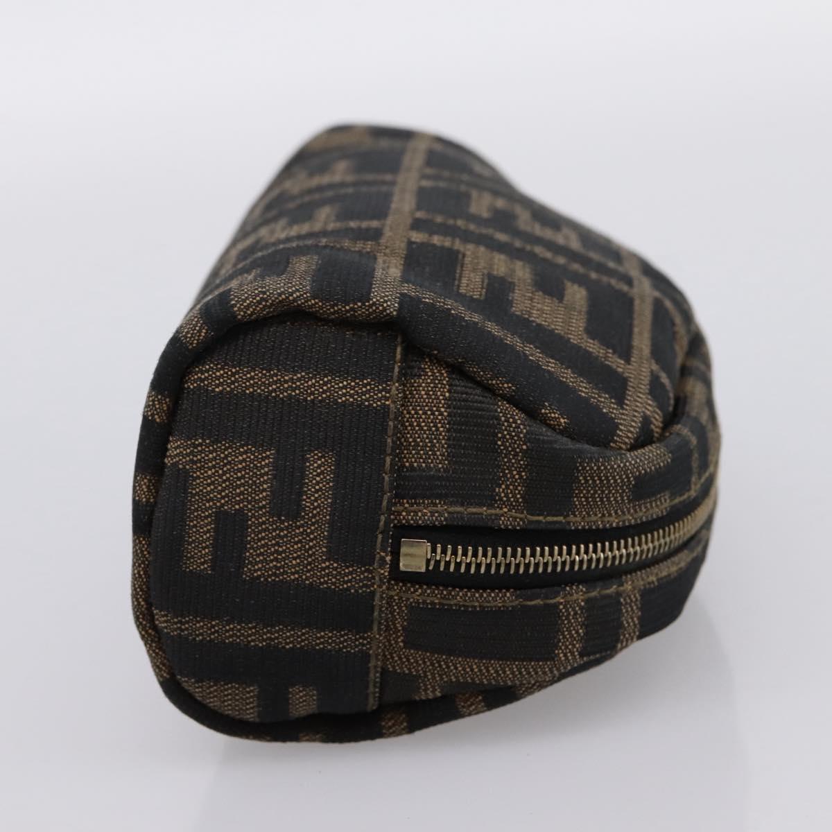FENDI Zucca Canvas Pouch Brown Black Auth 203810