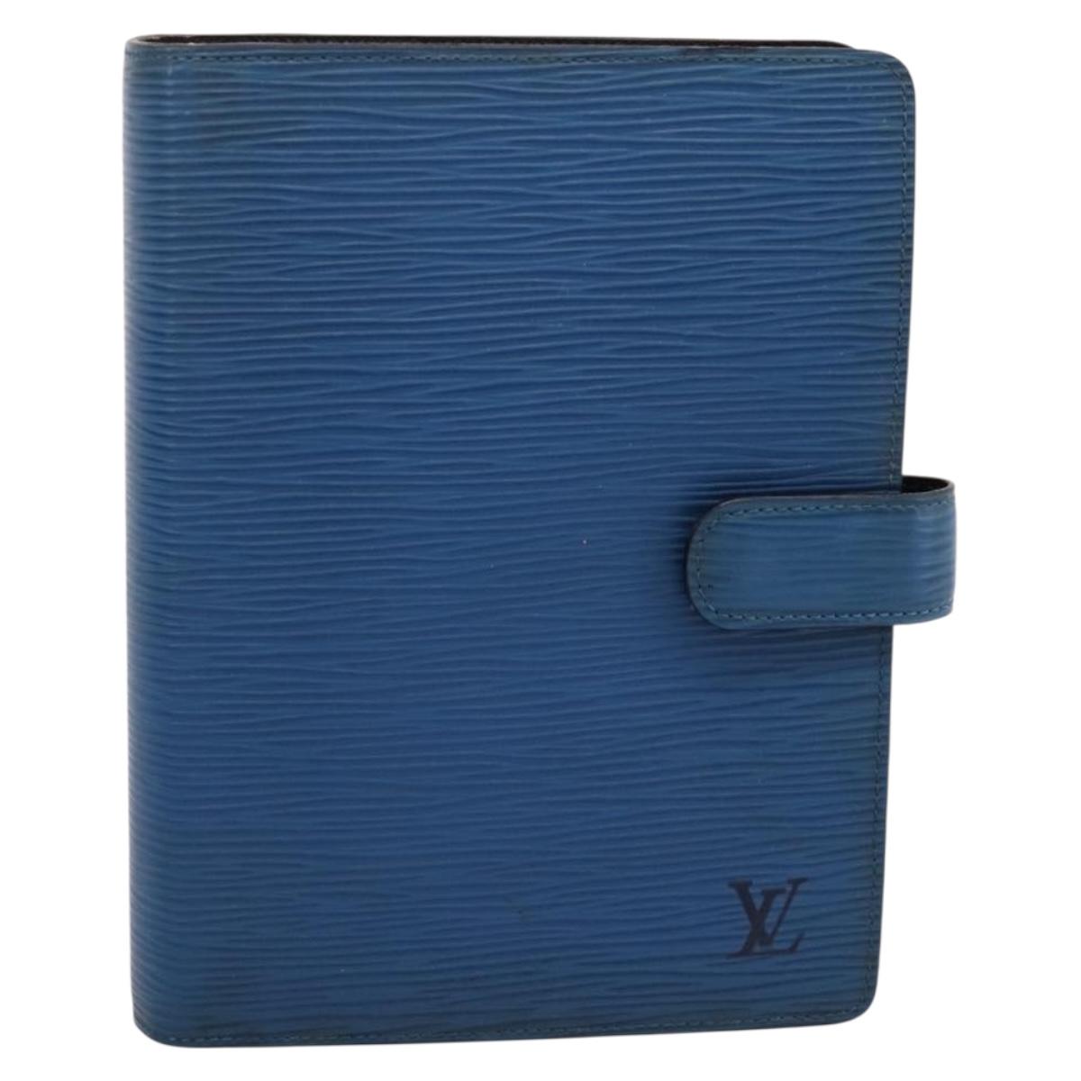 LOUIS VUITTON Epi Agenda MM Day Planner Cover Blue R20055 LV Auth 203811