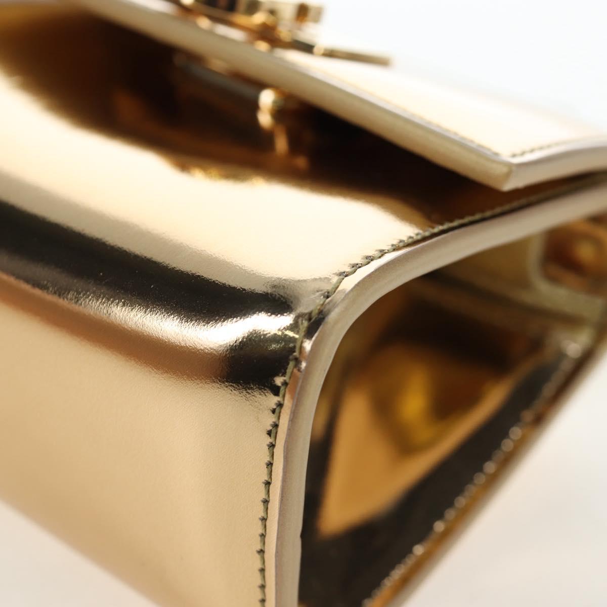 Salvatore Ferragamo Gancini Shoulder Bag Metallic leather Gold Auth 203812V