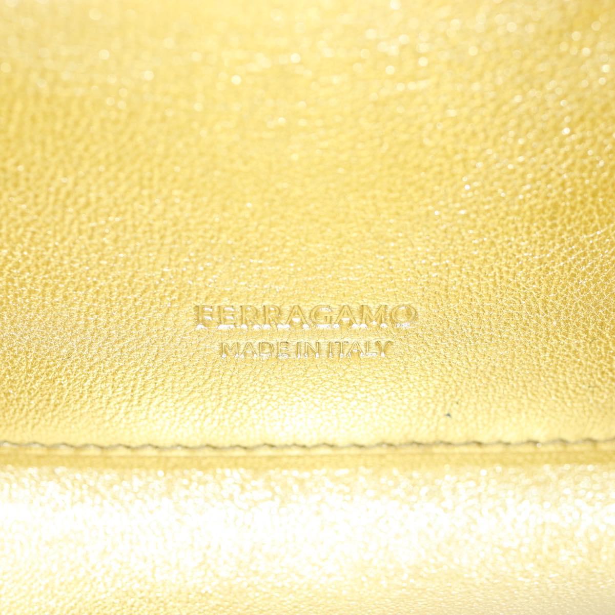 Salvatore Ferragamo Gancini Shoulder Bag Metallic leather Gold Auth 203812V