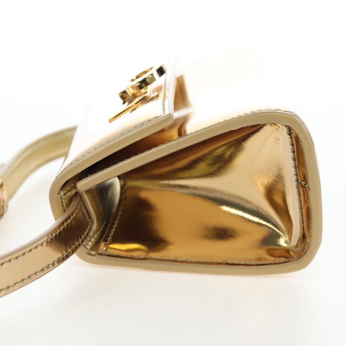 Salvatore Ferragamo Gancini Shoulder Bag Metallic leather Gold Auth 203812V
