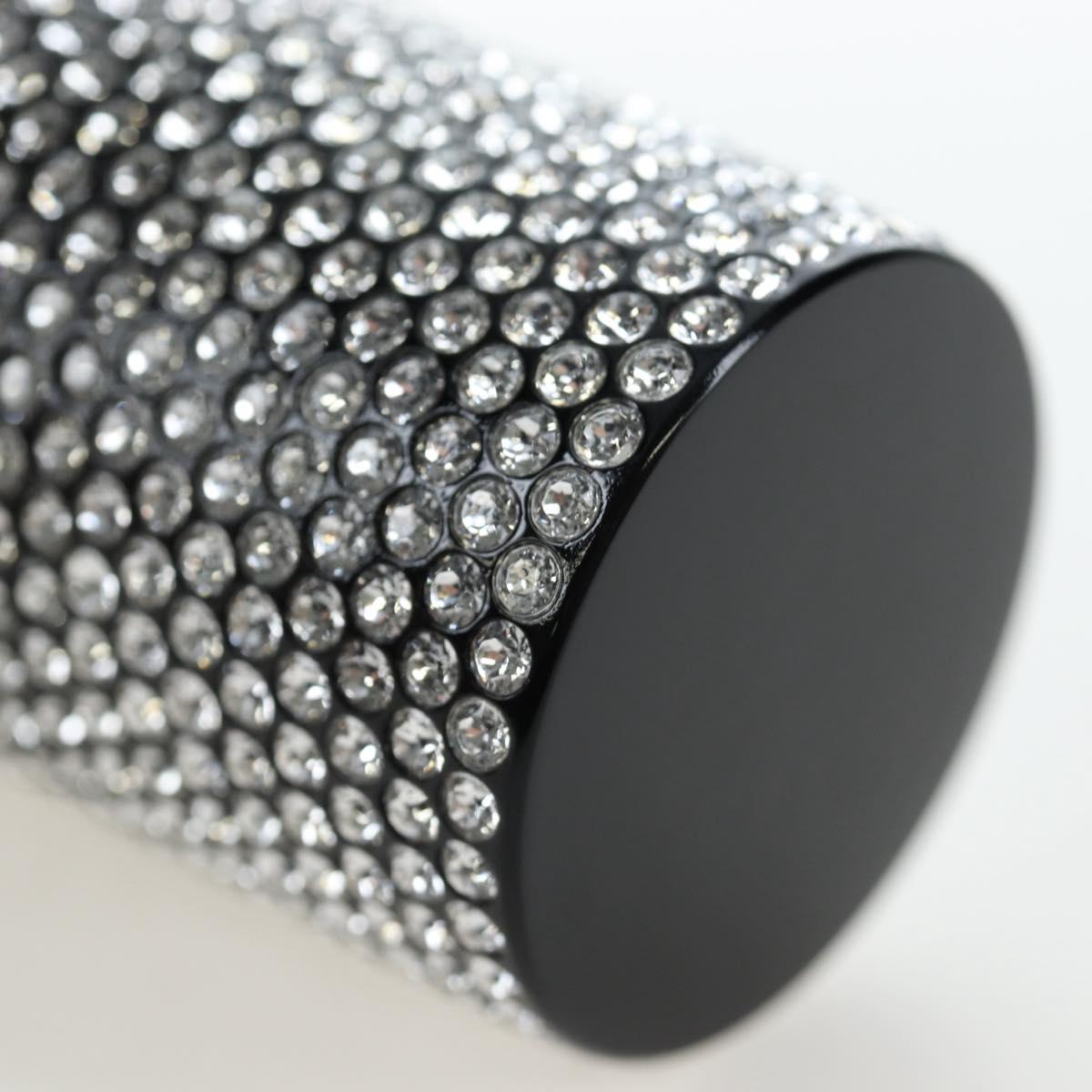 CHANEL Rhinestone Lipstick Case Cosmetic Pouch metal Silver CC Auth 203813M
