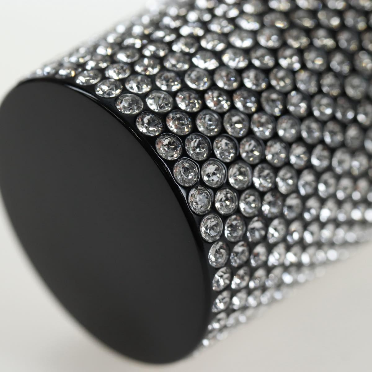 CHANEL Rhinestone Lipstick Case Cosmetic Pouch metal Silver CC Auth 203813M