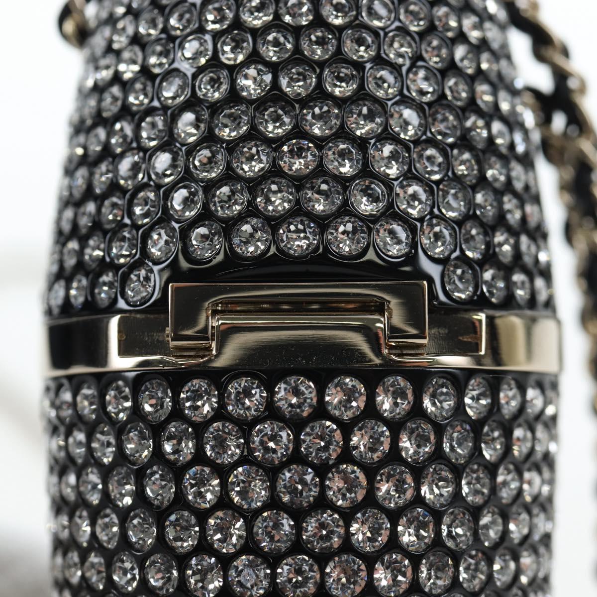 CHANEL Rhinestone Lipstick Case Cosmetic Pouch metal Silver CC Auth 203813M