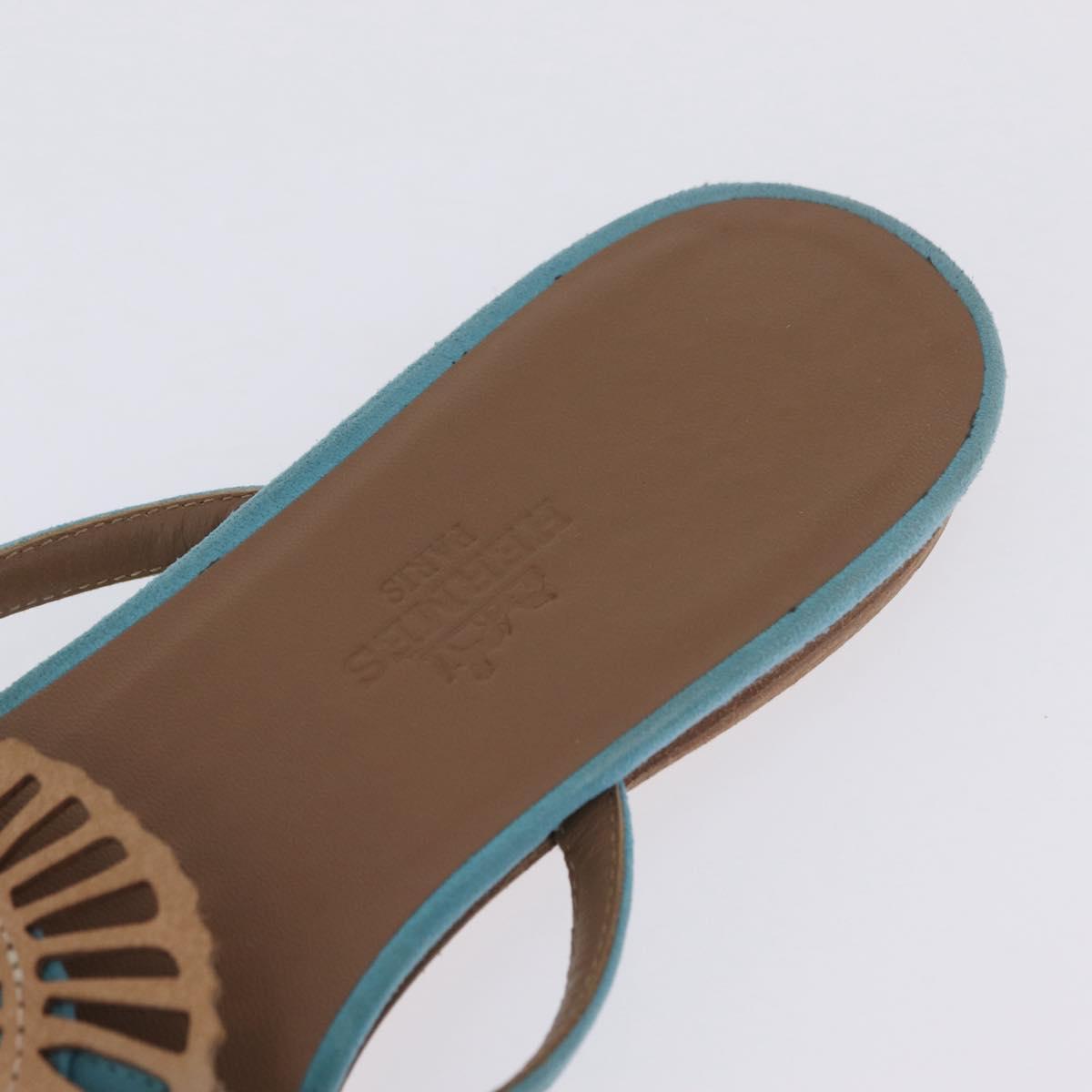 HERMES Sandals Suede 36 Light Blue Auth 203814V