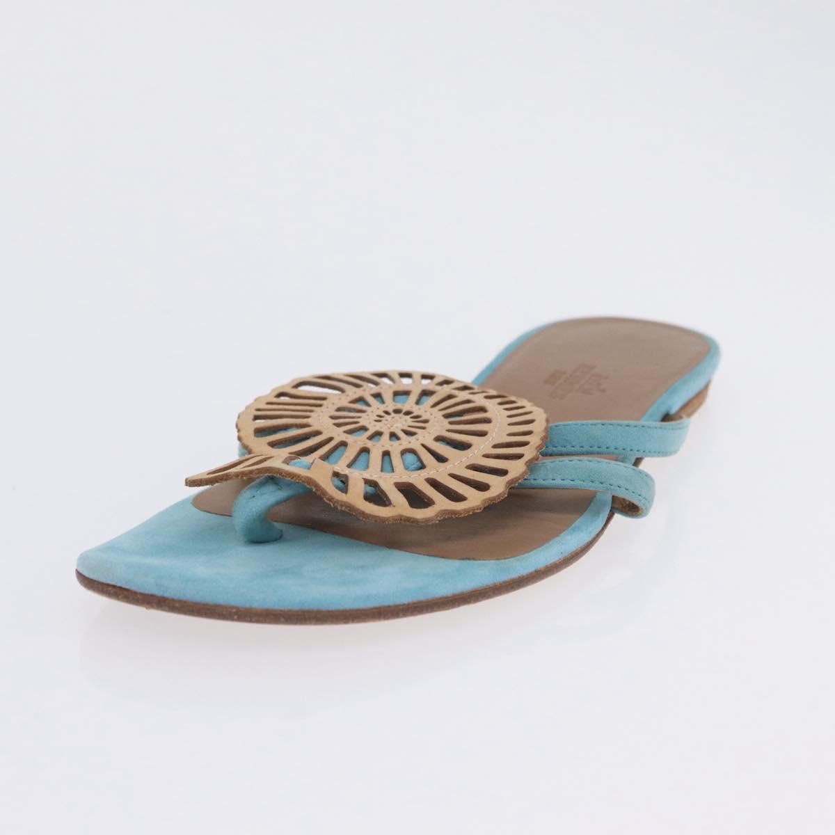HERMES Sandals Suede 36 Light Blue Auth 203814V