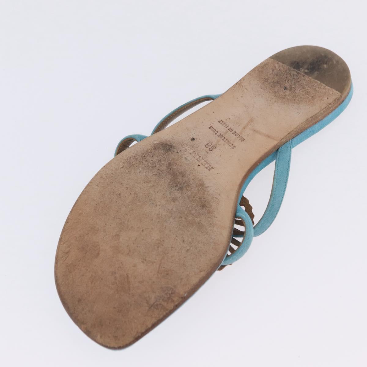 HERMES Sandals Suede 36 Light Blue Auth 203814V