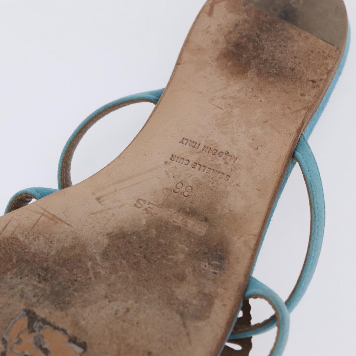 HERMES Sandals Suede 36 Light Blue Auth 203814V