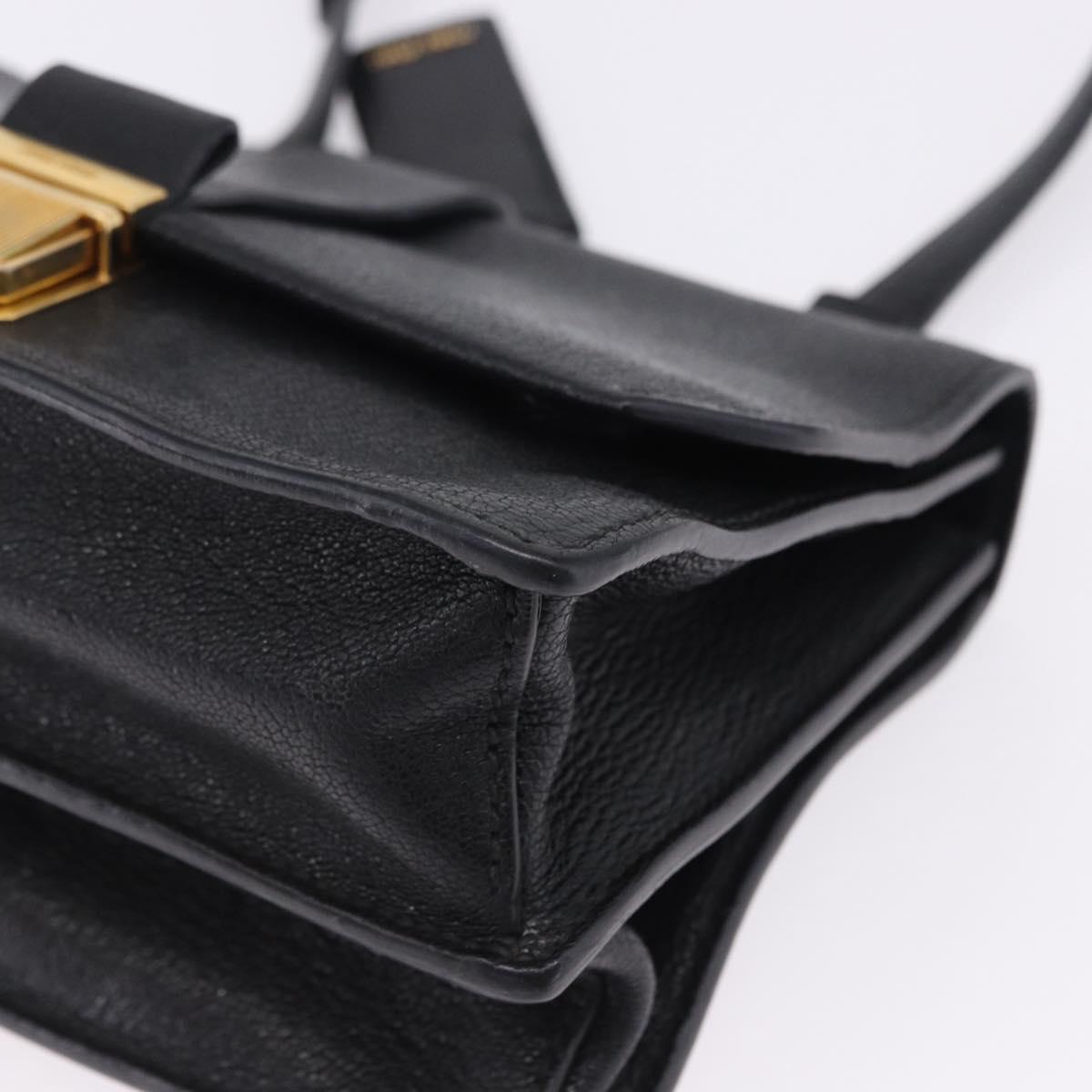 Miu Miu Madras Shoulder Bag Leather Black Gold Auth 203815