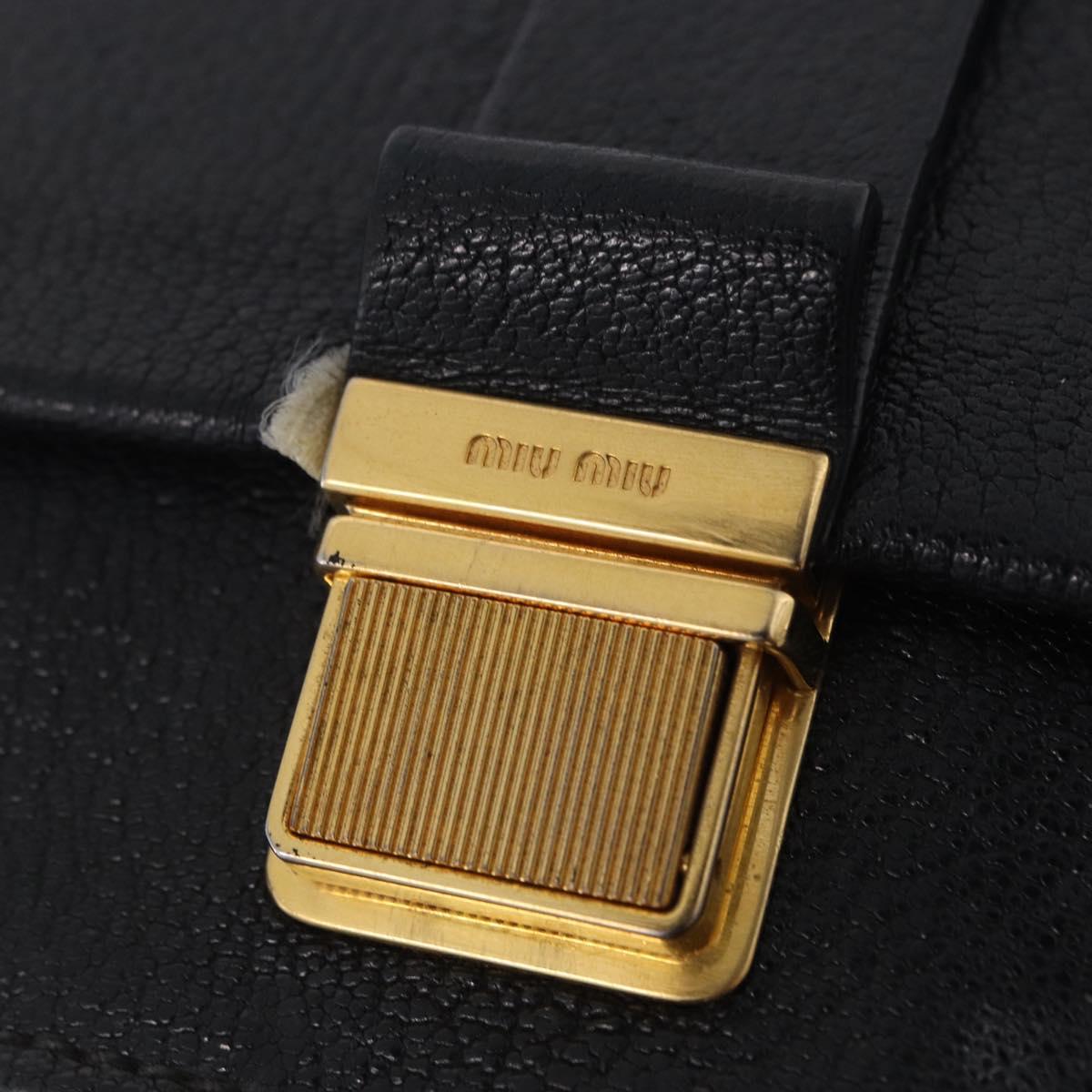 Miu Miu Madras Shoulder Bag Leather Black Gold Auth 203815