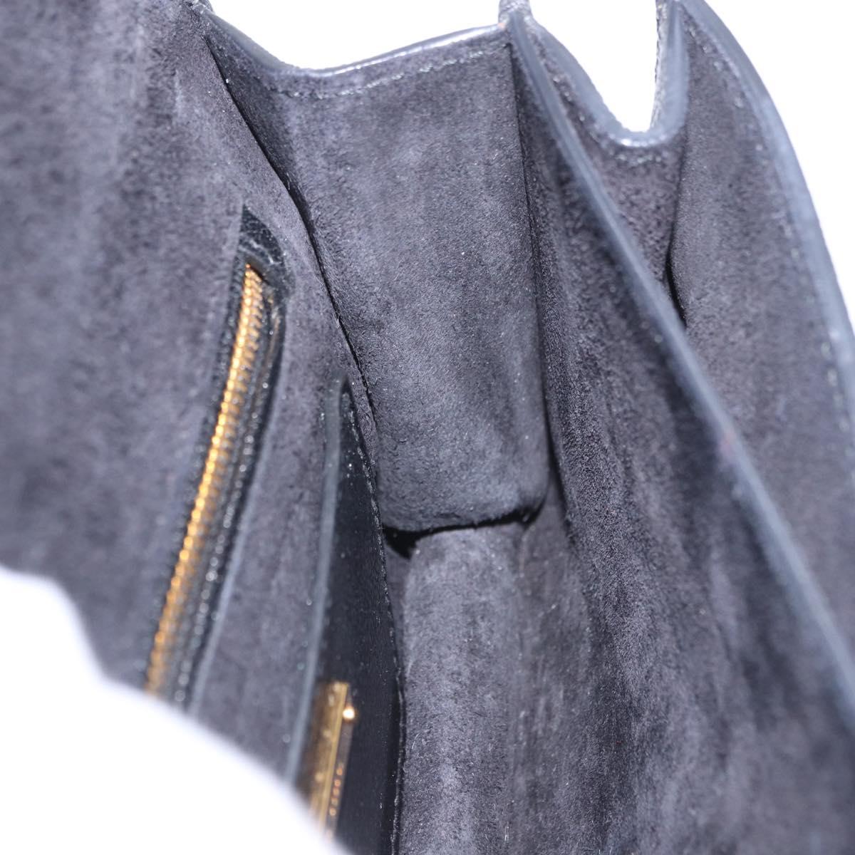Miu Miu Madras Shoulder Bag Leather Black Gold Auth 203815