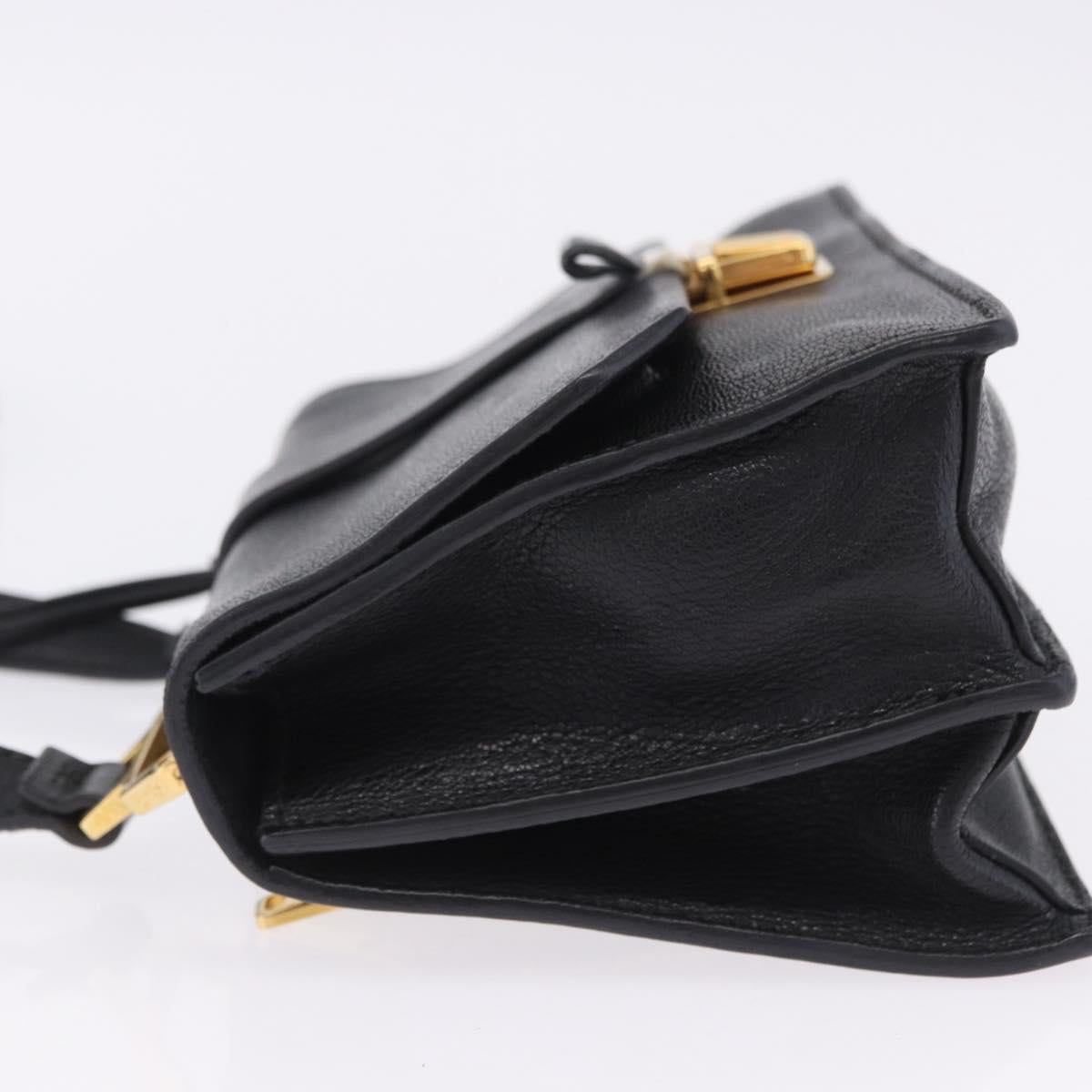 Miu Miu Madras Shoulder Bag Leather Black Gold Auth 203815
