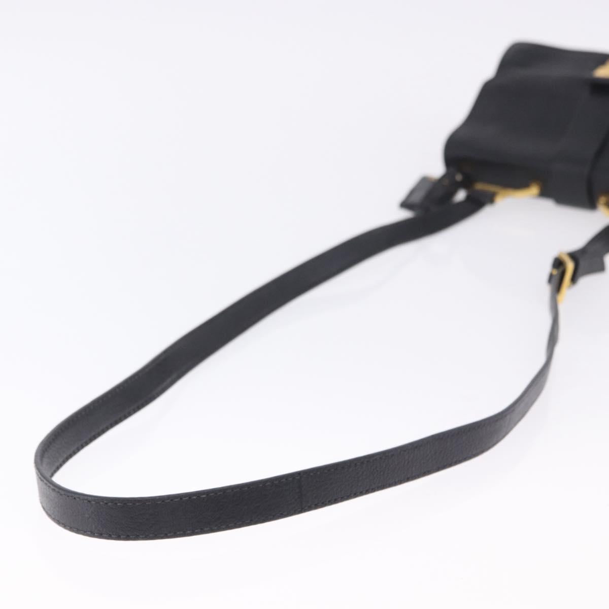 Miu Miu Madras Shoulder Bag Leather Black Gold Auth 203815