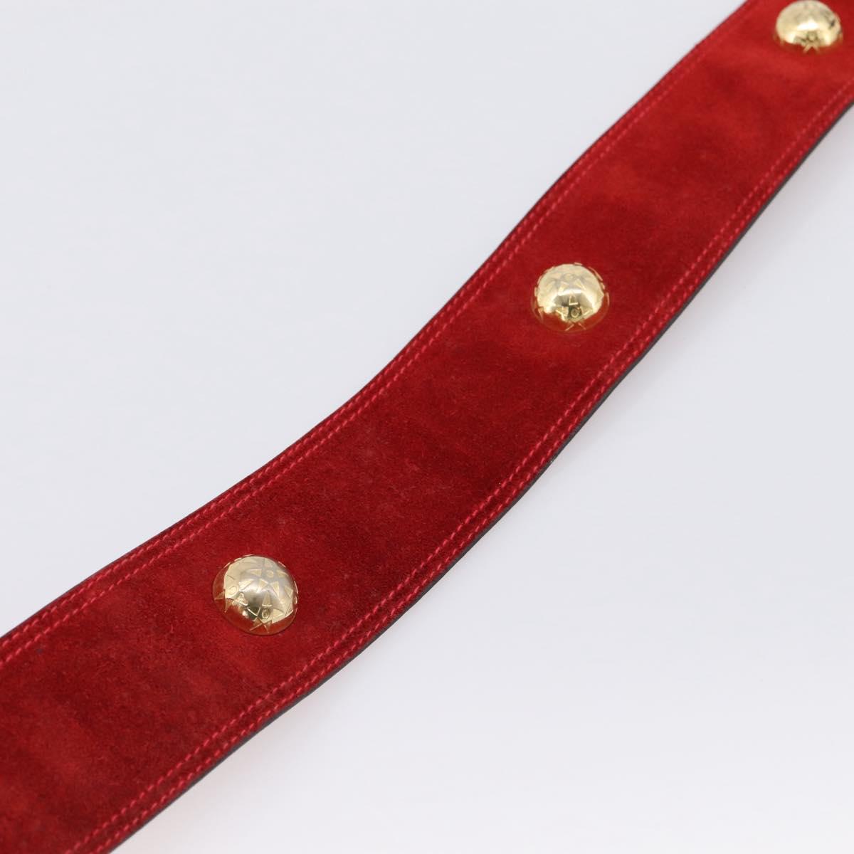 CELINE Belt Suede 35"" Red Gold Auth 203816