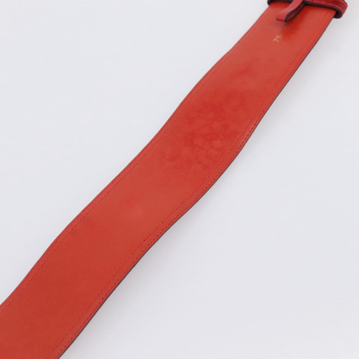 CELINE Belt Suede 35"" Red Gold Auth 203816