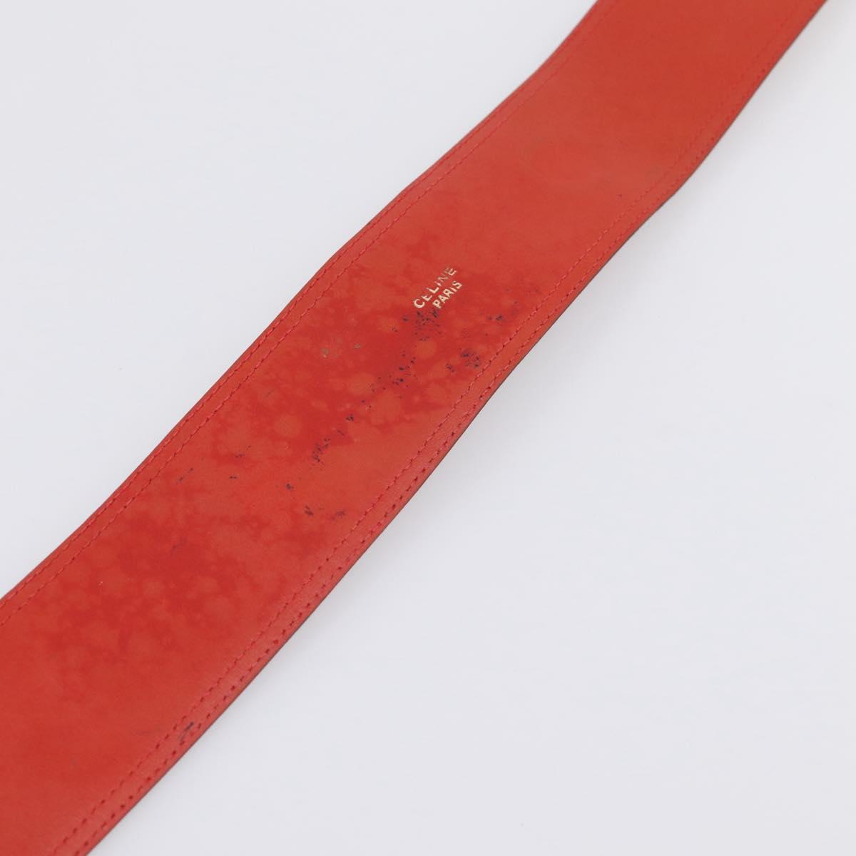 CELINE Belt Suede 35"" Red Gold Auth 203816