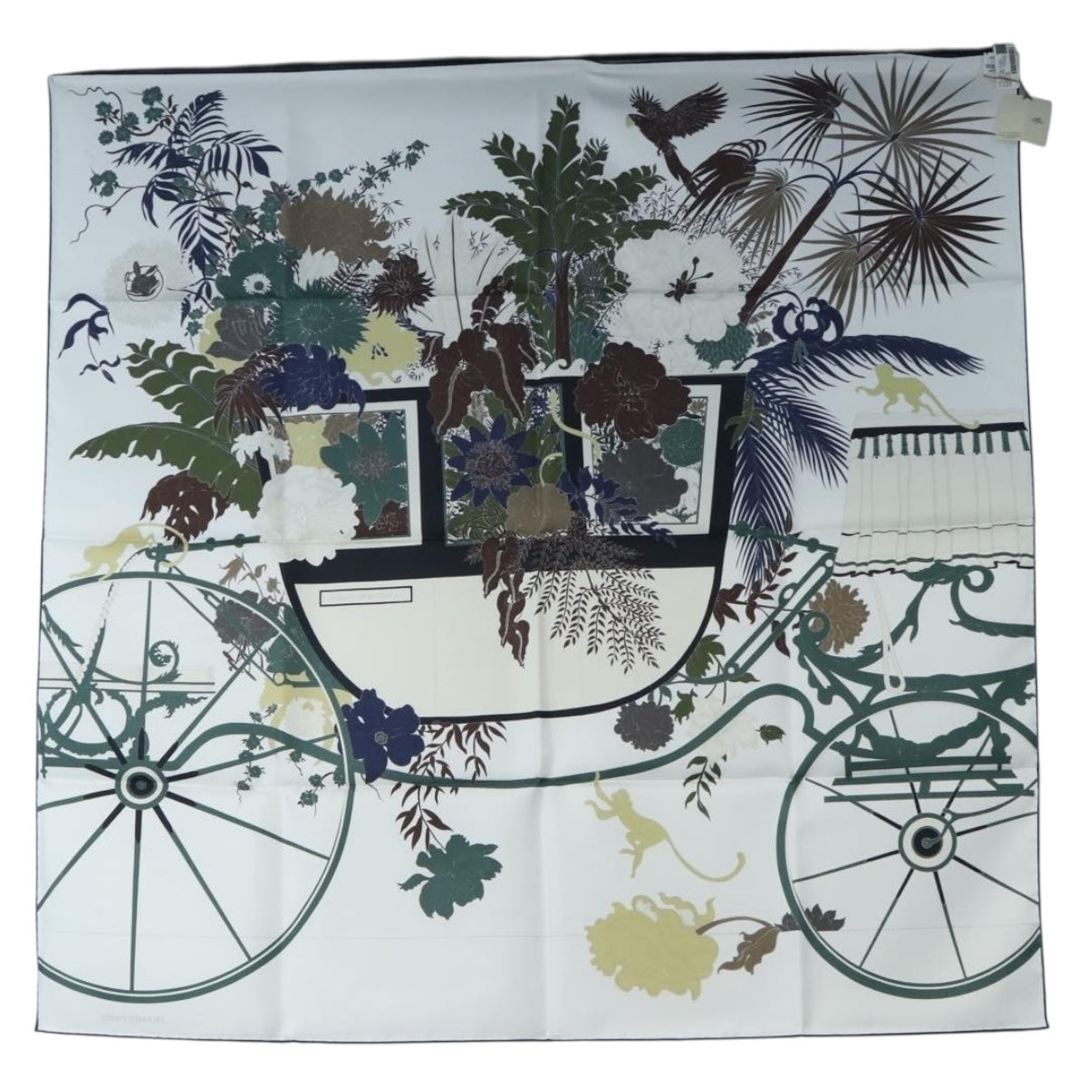 HERMES Carre 90 Scarf Silk Green Auth 203817M