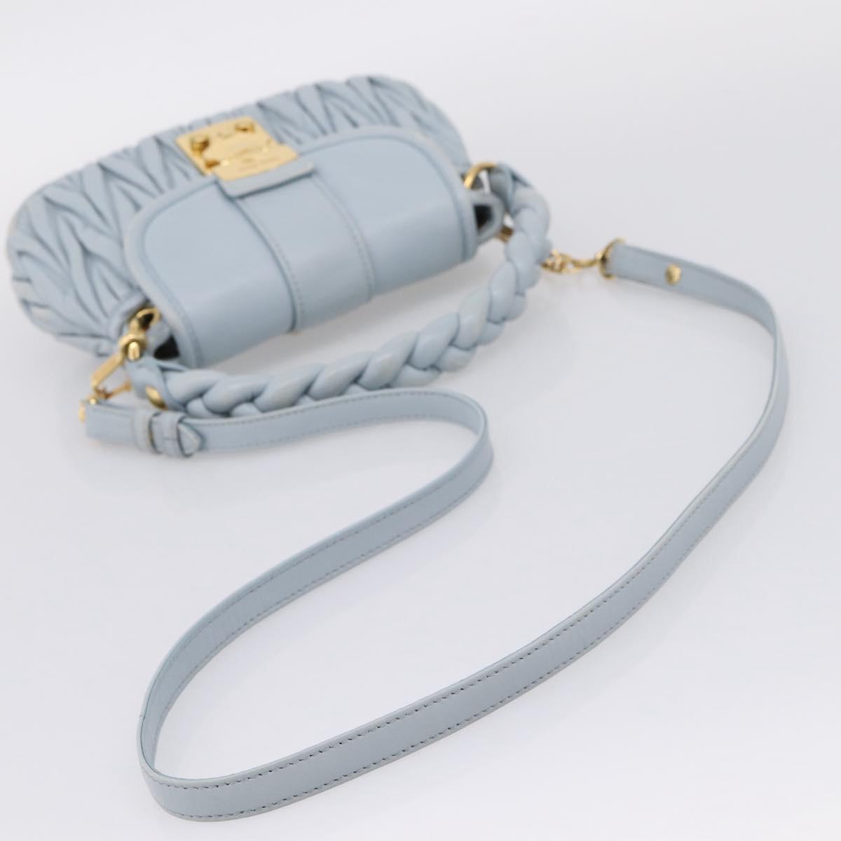 Miu Miu Matelasse Hand Bag Leather 2way Light Blue Gold Auth 203819V