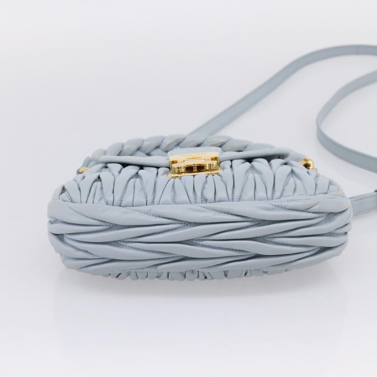 Miu Miu Matelasse Hand Bag Leather 2way Light Blue Gold Auth 203819V