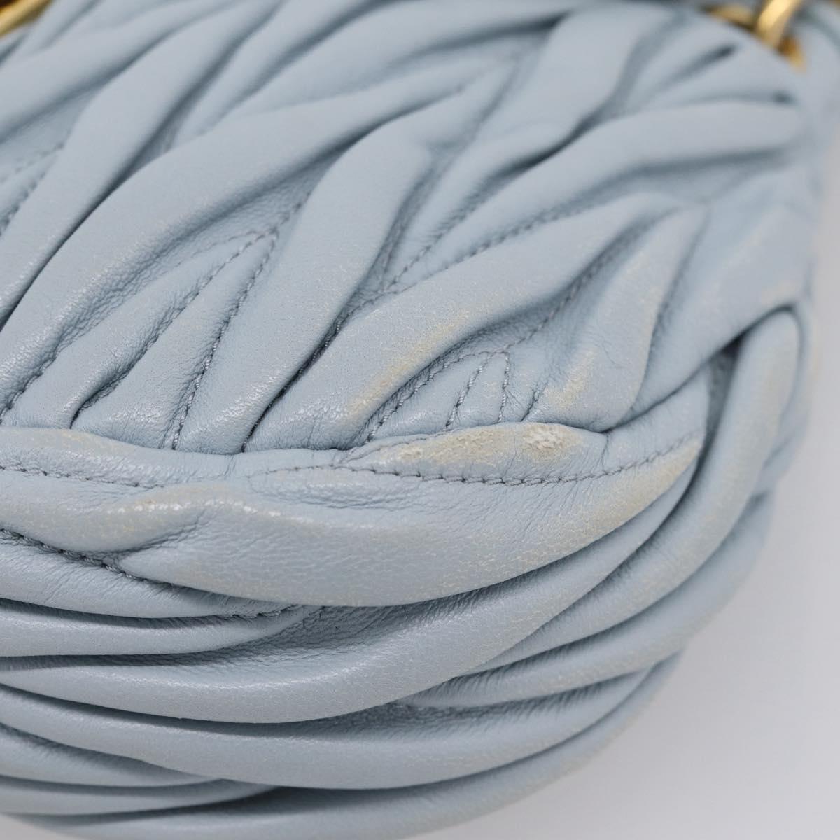 Miu Miu Matelasse Hand Bag Leather 2way Light Blue Gold Auth 203819V
