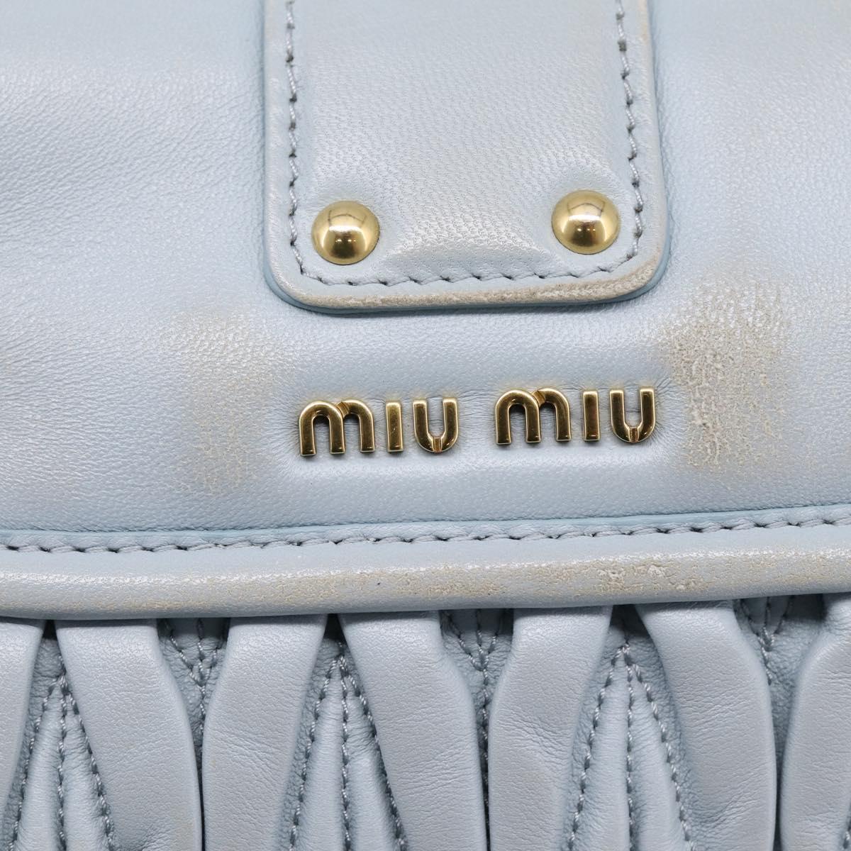 Miu Miu Matelasse Hand Bag Leather 2way Light Blue Gold Auth 203819V