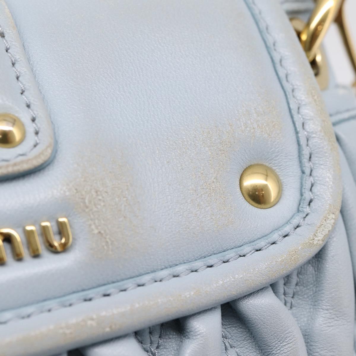 Miu Miu Matelasse Hand Bag Leather 2way Light Blue Gold Auth 203819V