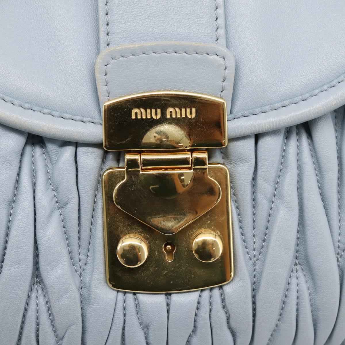 Miu Miu Matelasse Hand Bag Leather 2way Light Blue Gold Auth 203819V