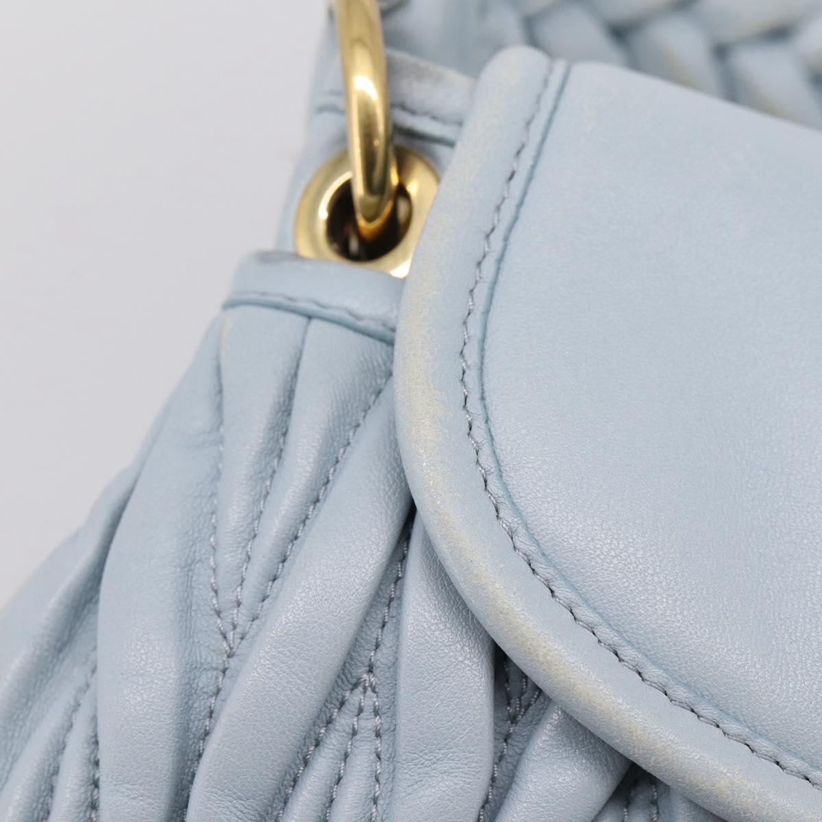 Miu Miu Matelasse Hand Bag Leather 2way Light Blue Gold Auth 203819V