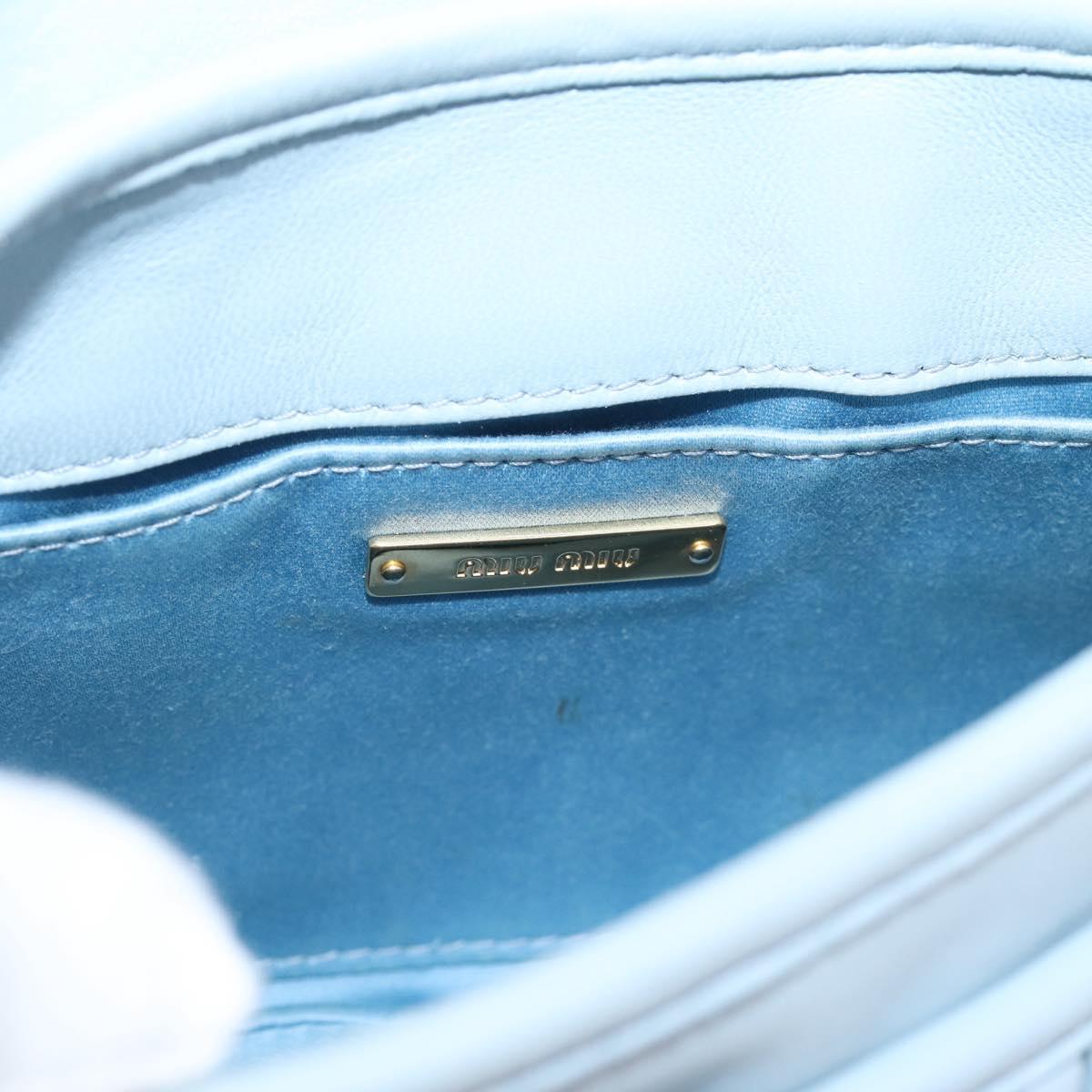 Miu Miu Matelasse Hand Bag Leather 2way Light Blue Gold Auth 203819V