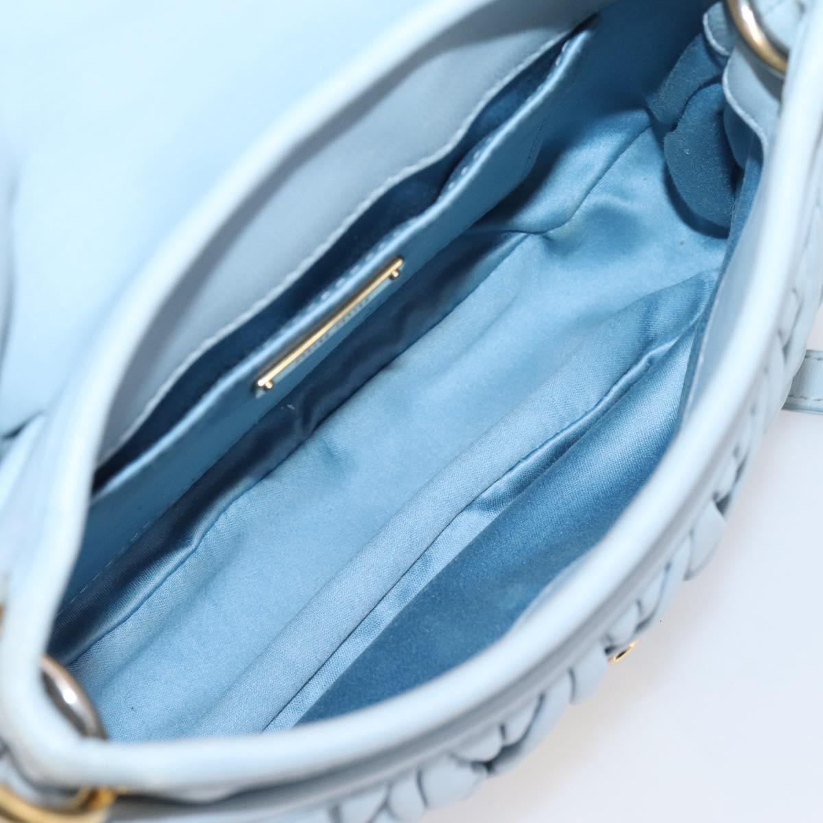 Miu Miu Matelasse Hand Bag Leather 2way Light Blue Gold Auth 203819V