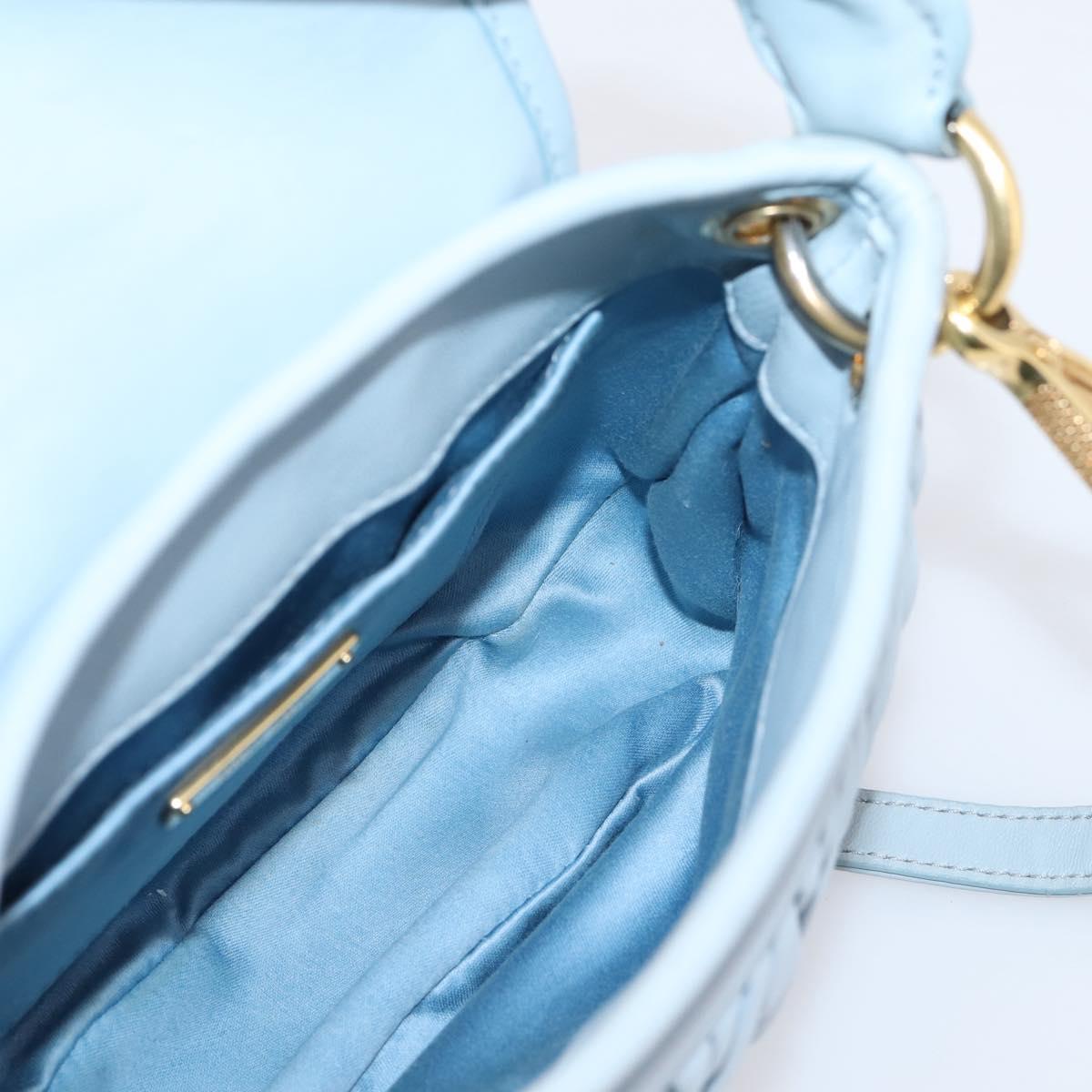 Miu Miu Matelasse Hand Bag Leather 2way Light Blue Gold Auth 203819V