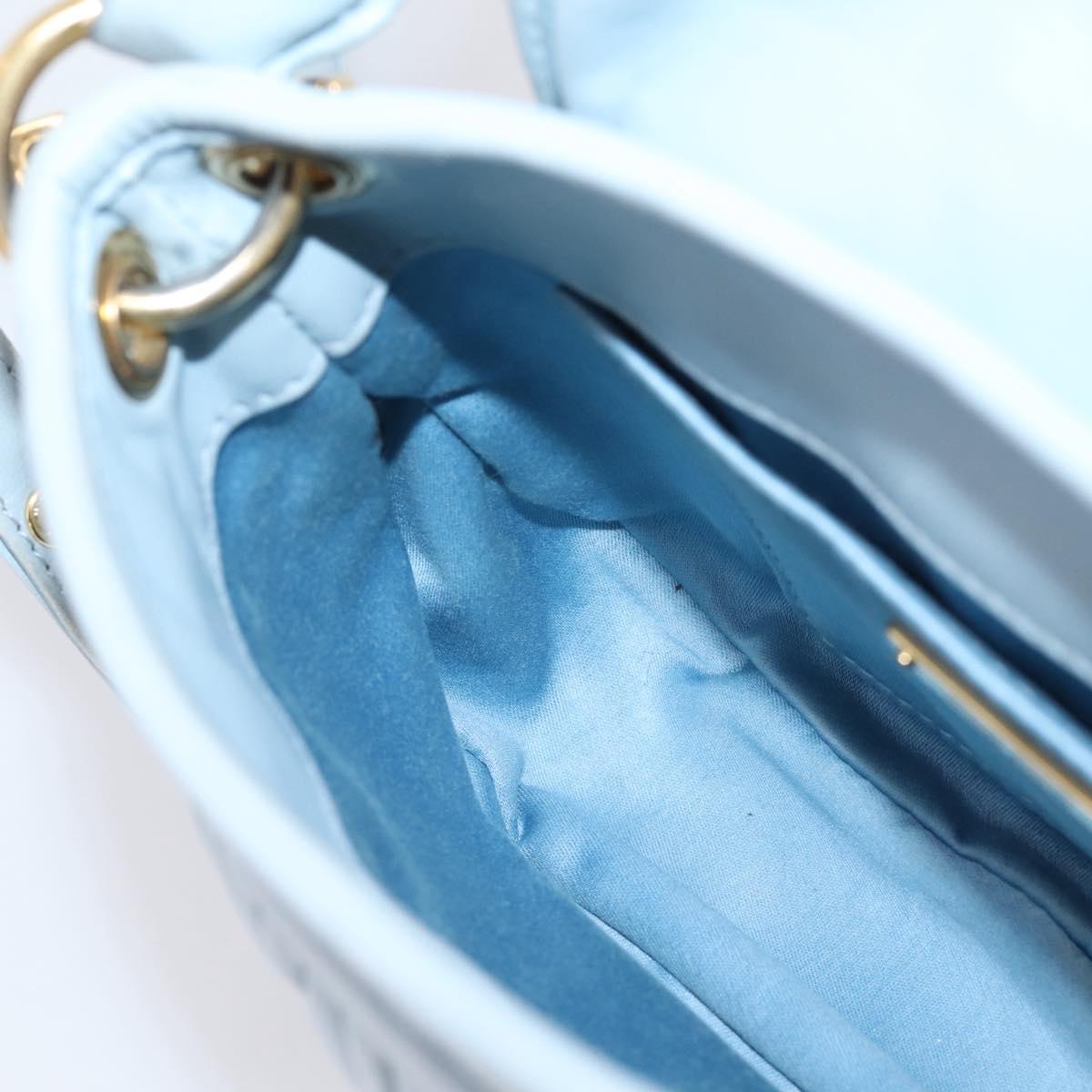 Miu Miu Matelasse Hand Bag Leather 2way Light Blue Gold Auth 203819V