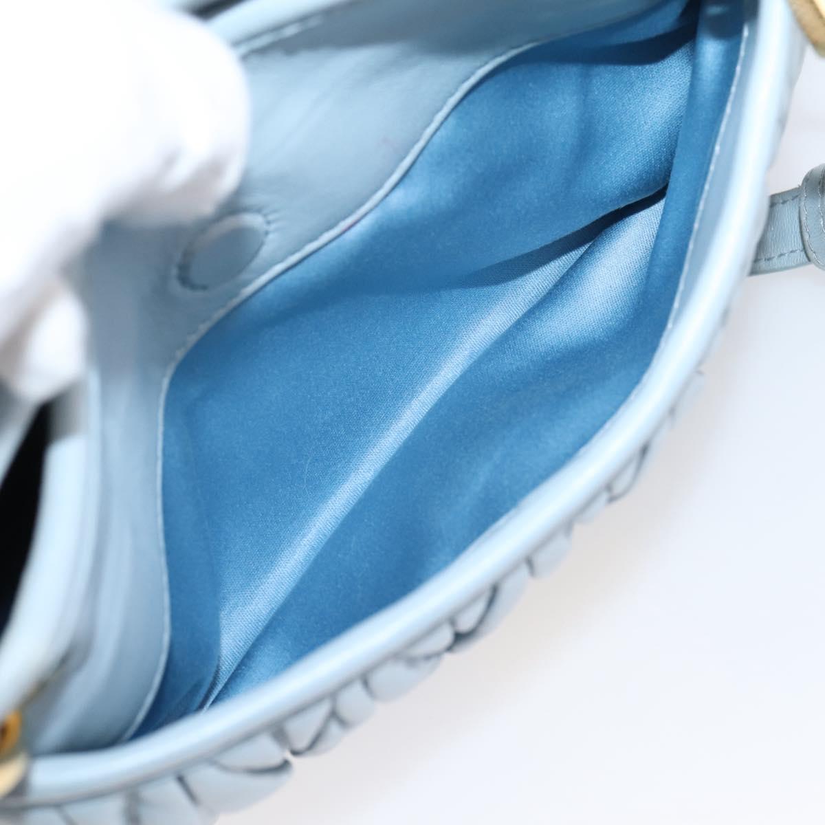 Miu Miu Matelasse Hand Bag Leather 2way Light Blue Gold Auth 203819V