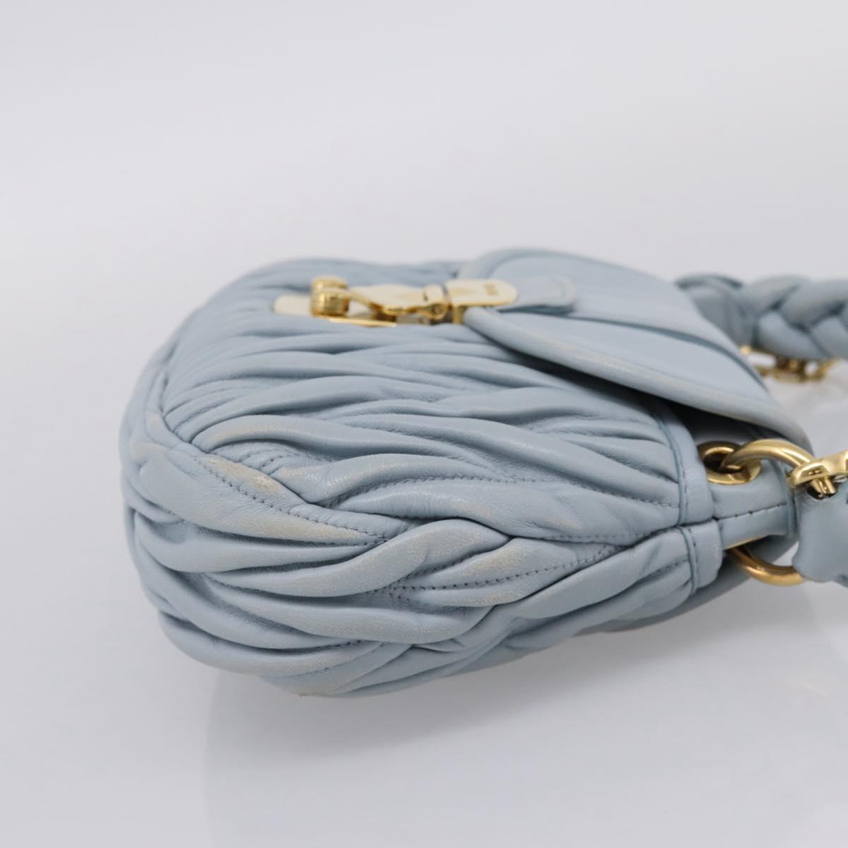 Miu Miu Matelasse Hand Bag Leather 2way Light Blue Gold Auth 203819V