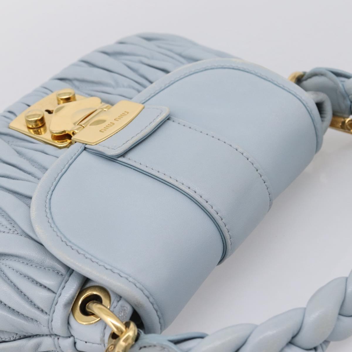 Miu Miu Matelasse Hand Bag Leather 2way Light Blue Gold Auth 203819V