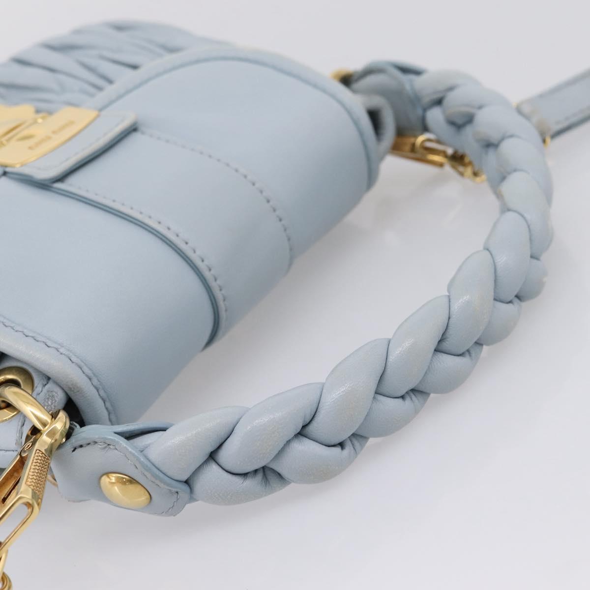 Miu Miu Matelasse Hand Bag Leather 2way Light Blue Gold Auth 203819V